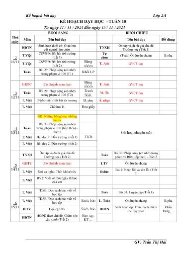 Kế hoạch bài dạy các môn Lớp 2 - Tuần 10 - Năm học 2024-2025 - Trường Tiểu học Cẩm Phúc