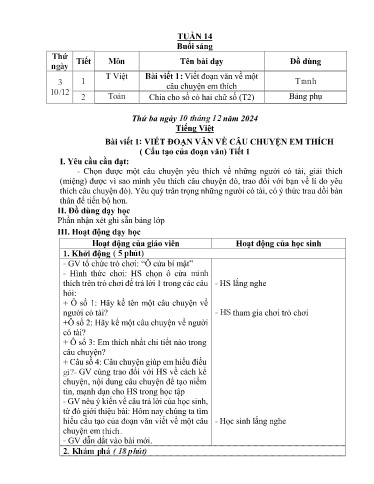 Kế hoạch bài dạy các môn Lớp 4 - Tuần 14 - Năm học 2024-2025 - Trường Tiểu học Cẩm Phúc