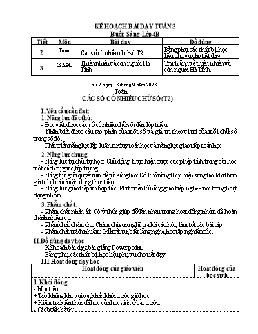 Kế hoạch bài dạy các môn Lớp 4 - Tuần 3 - Năm học 2023-2024 - Trường Tiểu học Cẩm Phúc