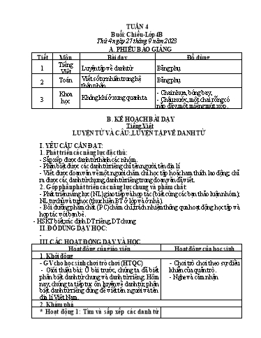 Kế hoạch bài dạy các môn Lớp 4 - Tuần 4 - Năm học 2023-2024 - Trường Tiểu học Cẩm Phúc